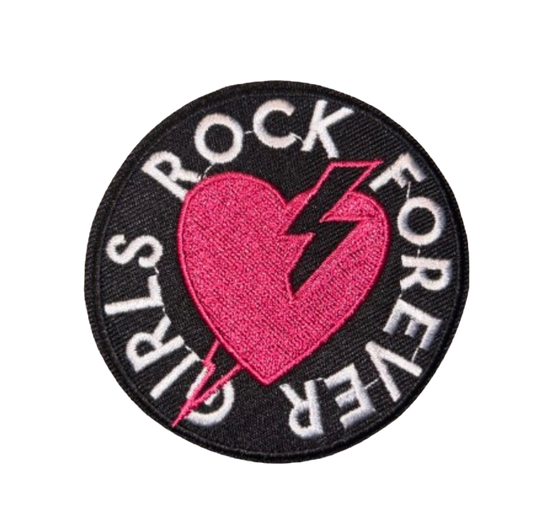 Girls Rock Forever Patch Heart Lightening Bolt Patch Iron on Patch Brand New Rock N Roll