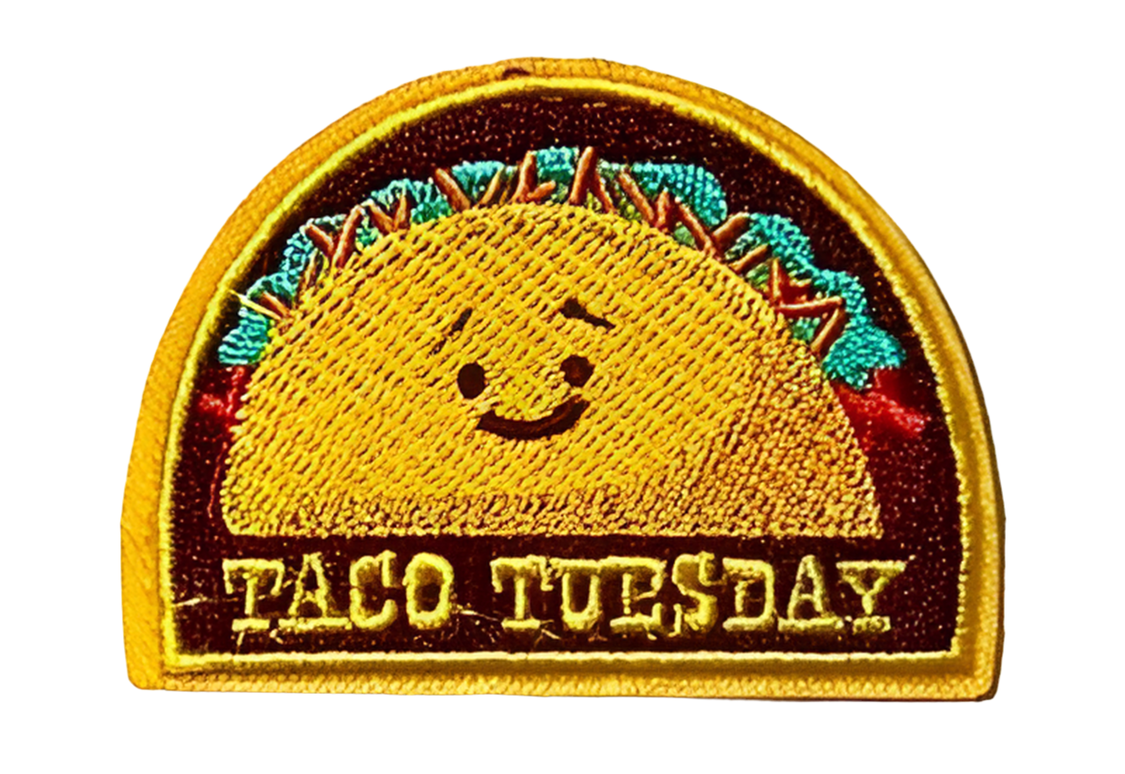 TACO TUESAY Patch Iron On Ready Taco Patch Brand New Embroidered Can Also Sew On - Mexican Food Salsa Burrito