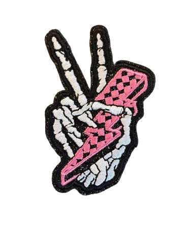 Skull Hands Lighting Bolt Patch