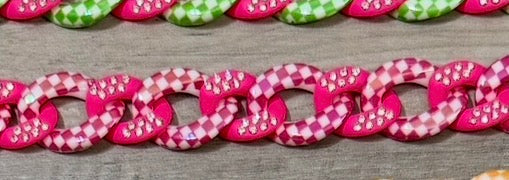 Bright Checkered and Rhinestone and Beaded Chains