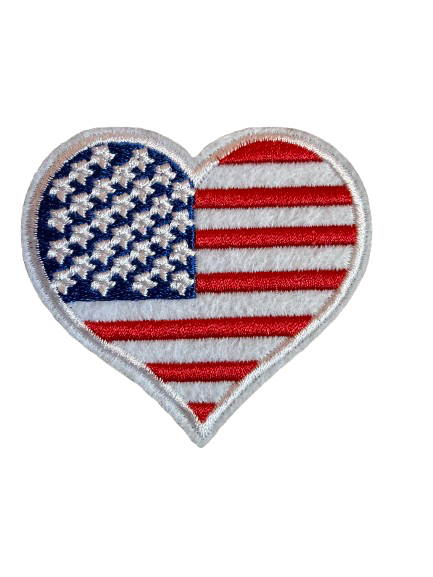 USA Flag American Heart Patch 13h