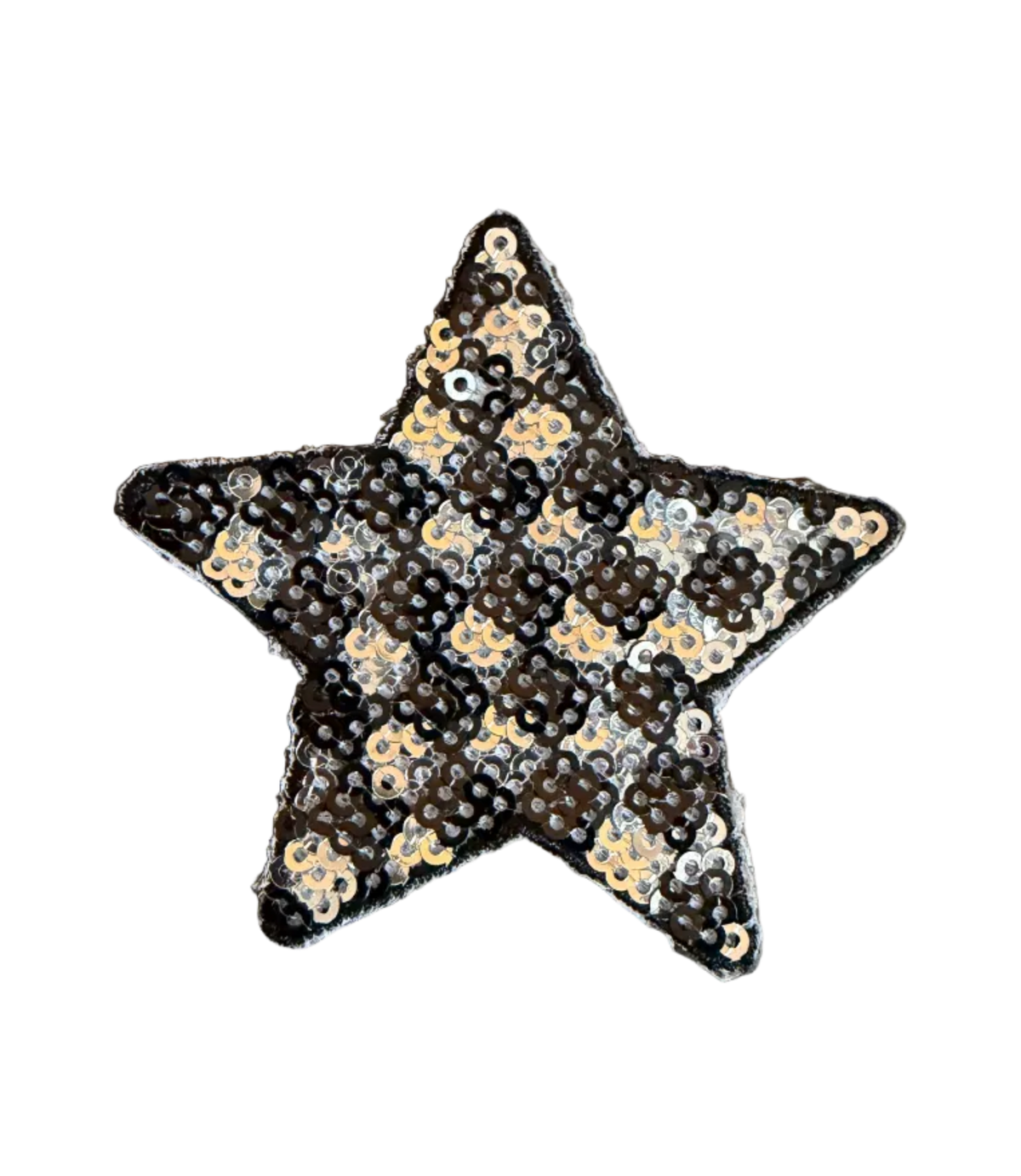 Black/Silver Checkered Sequin Star Patch