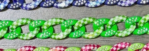 Bright Checkered and Rhinestone and Beaded Chains