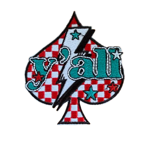 Red Checkered Spade Y’all Turquoise Patch 8r