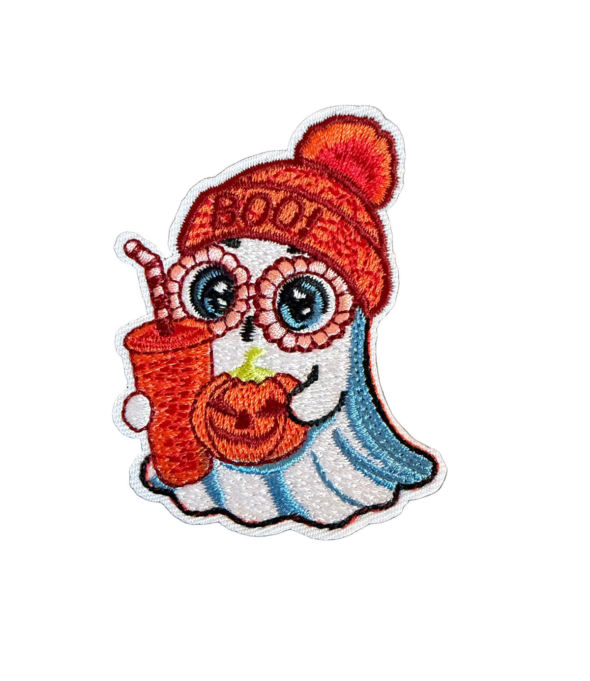 Ghost with Tumbler and Beanie Patch