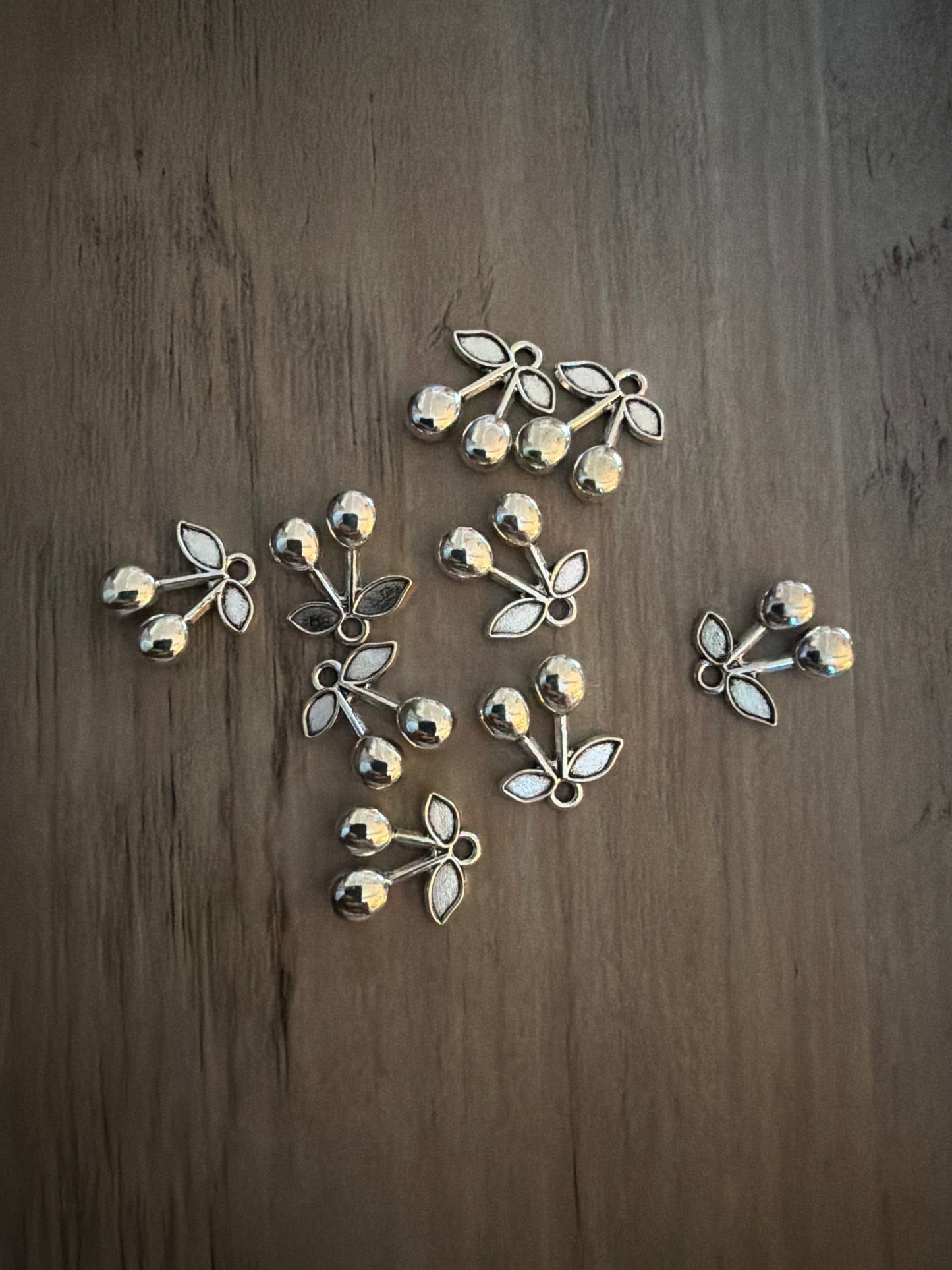 Silver cherries  Charm Lot