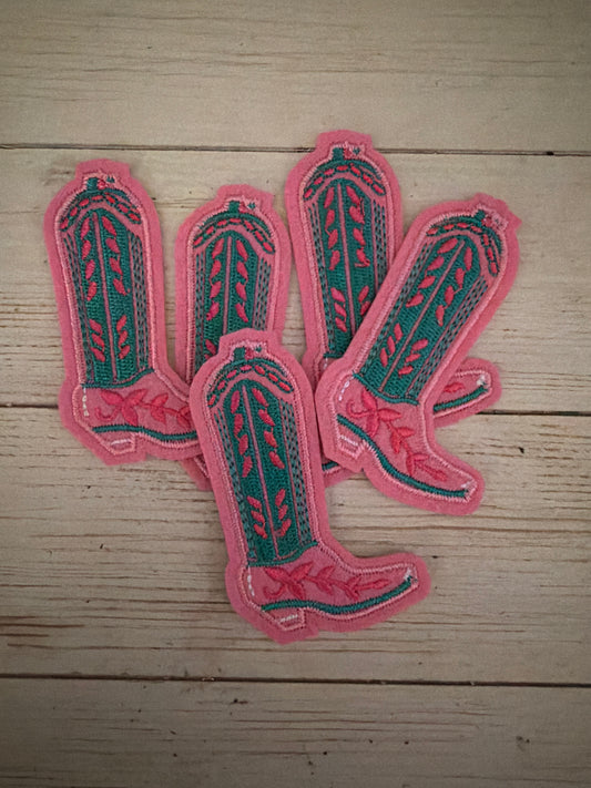 Pink and turquoise cowboy Boot