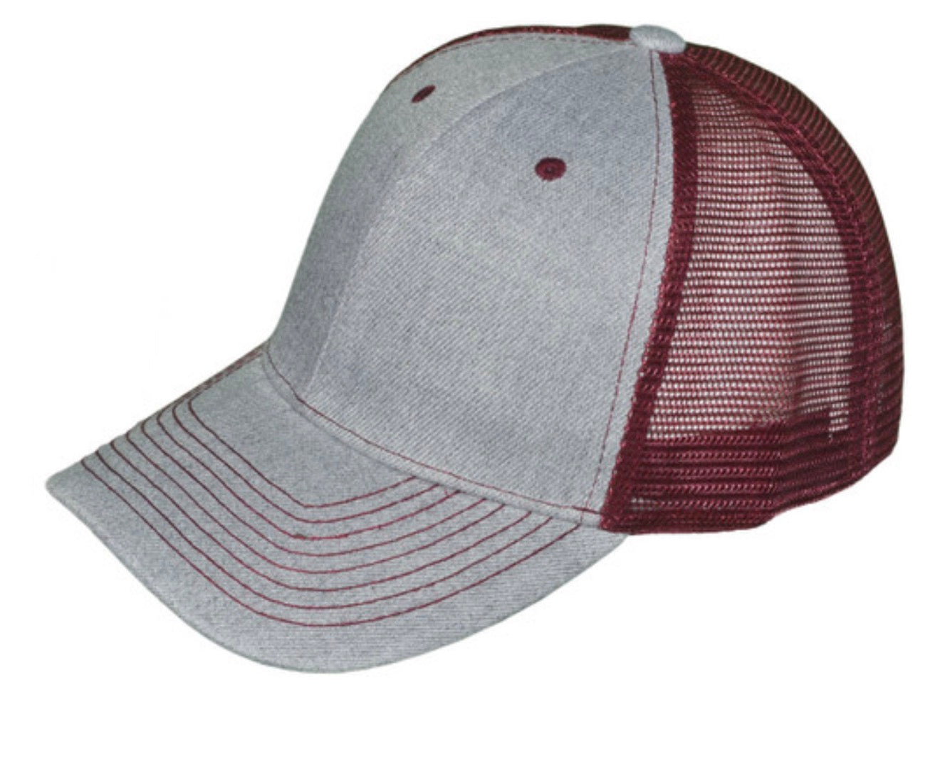 Heather Gray/BurgandyStructured Trucker Hat (Copy)