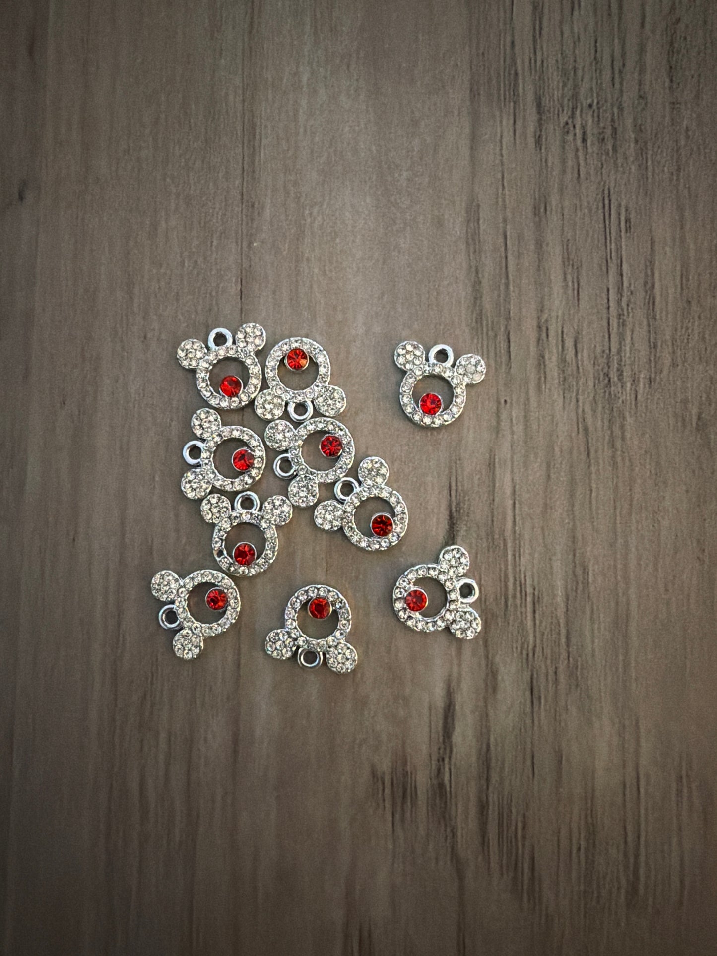 Mouse red stone Rhinestone charm lot