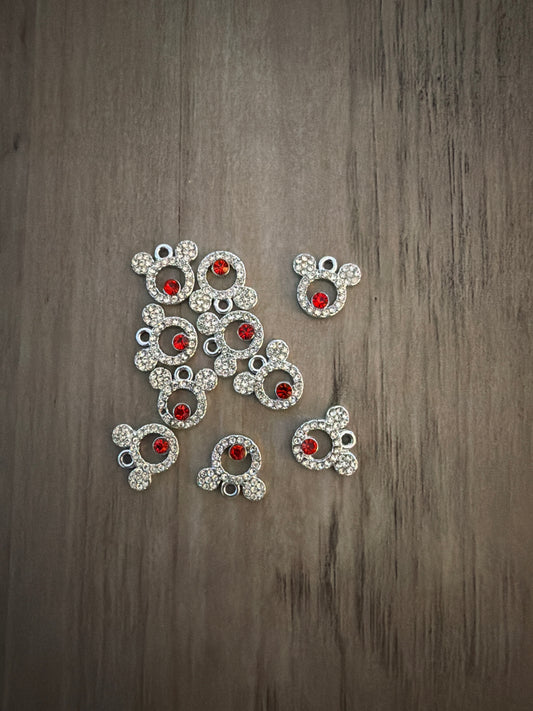 Mouse red stone Rhinestone charm lot