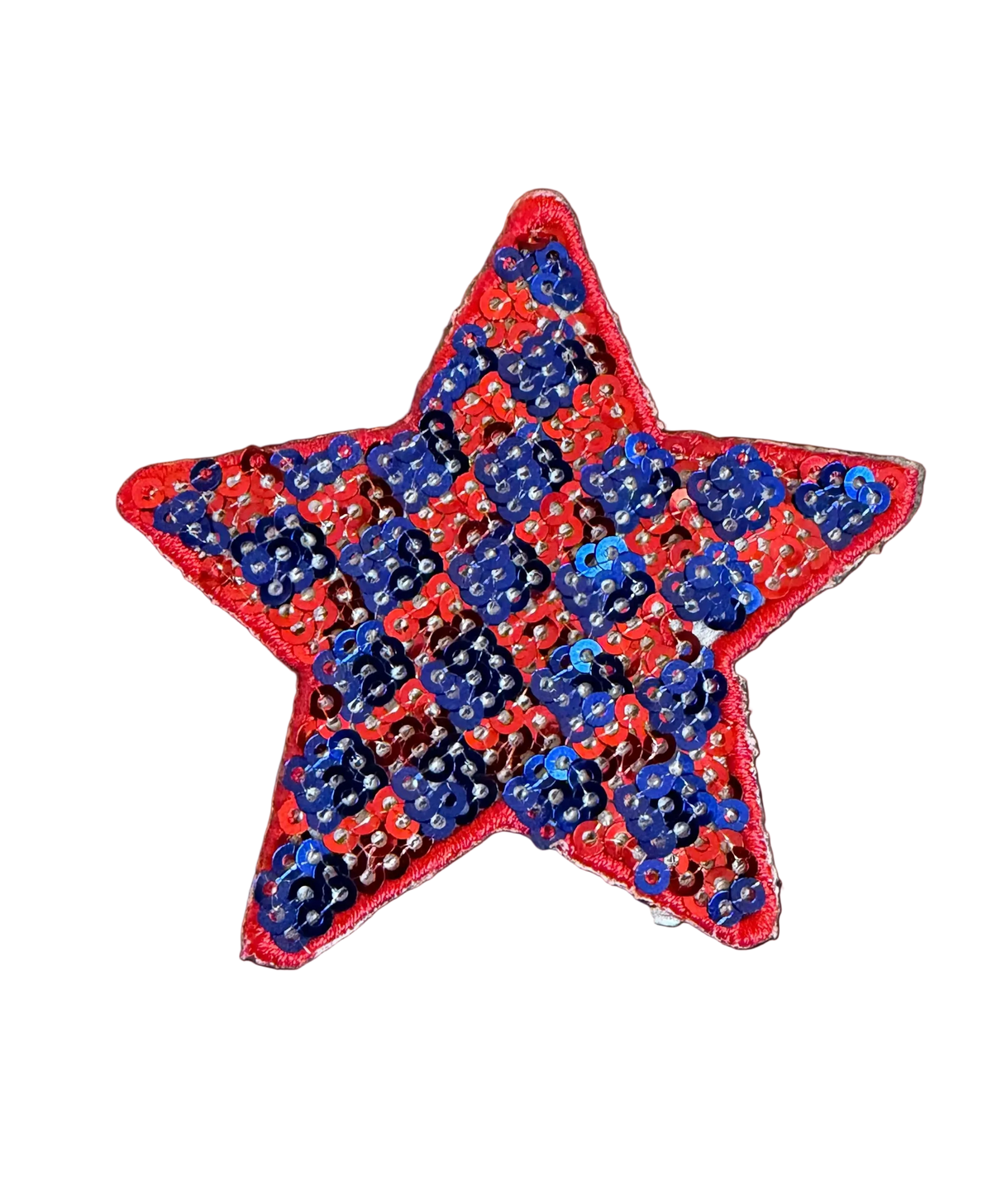 Red/Blue Checkered Sequin Star Patch