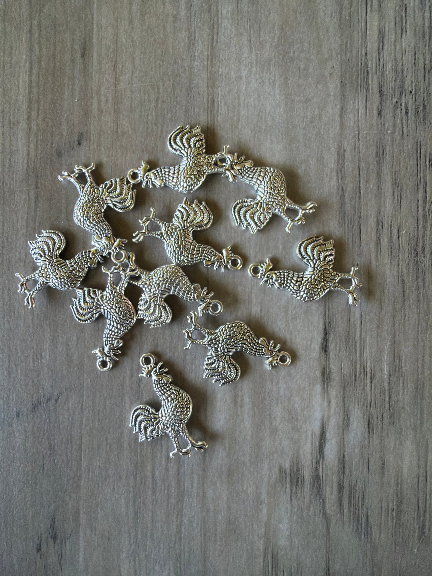 Silver Rooster Charm Lot