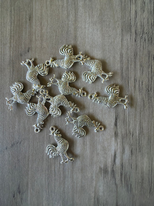Silver Rooster Charm Lot