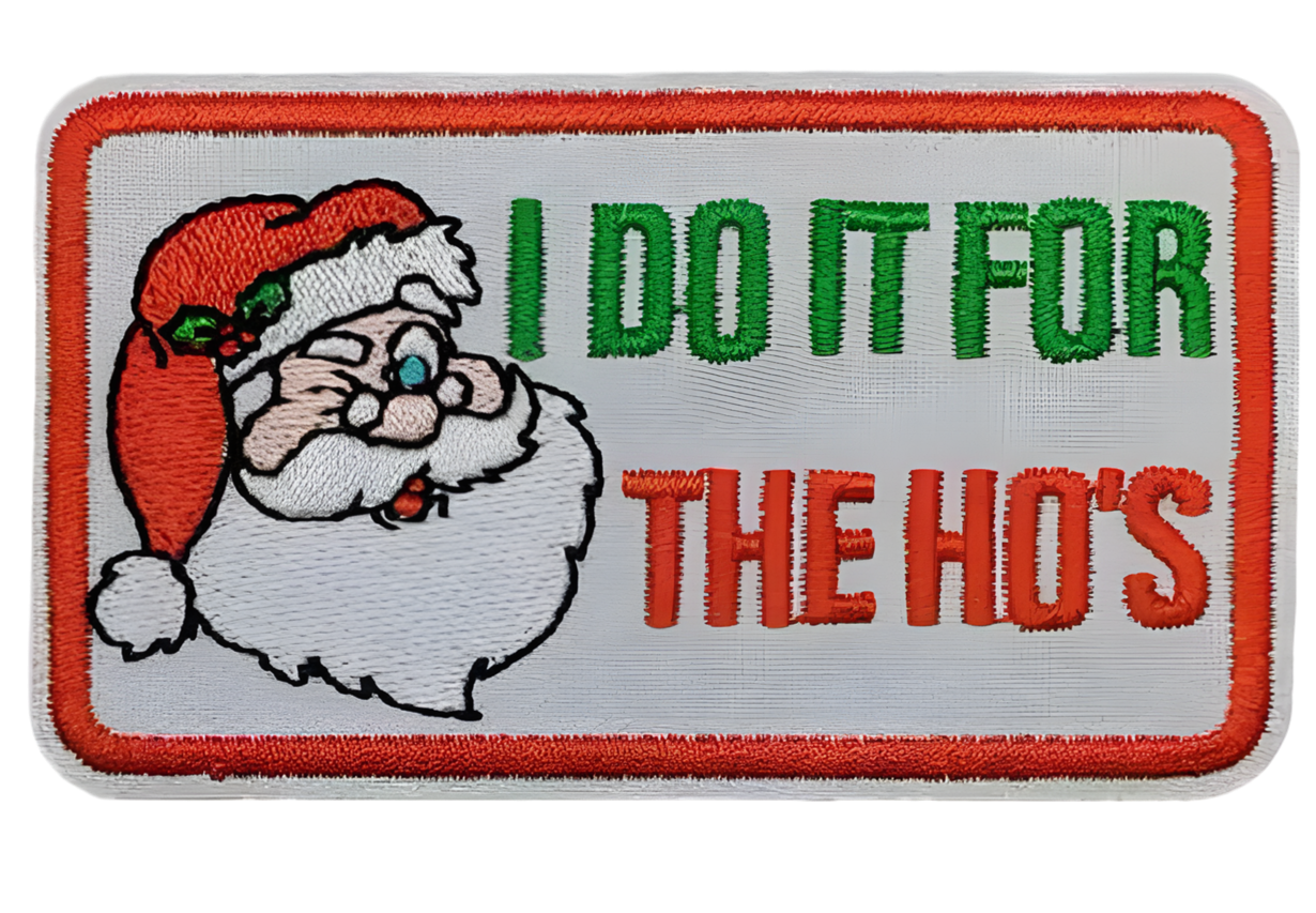 I Do It For The Ho’s Embroidered Iron On Patch Christmas Santa Holiday Patch Hat Filler