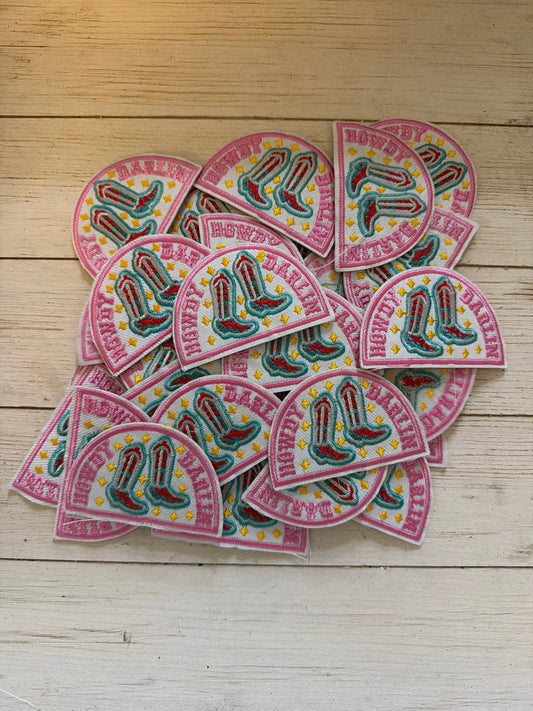 Howdy Darlin Pink boots Patch