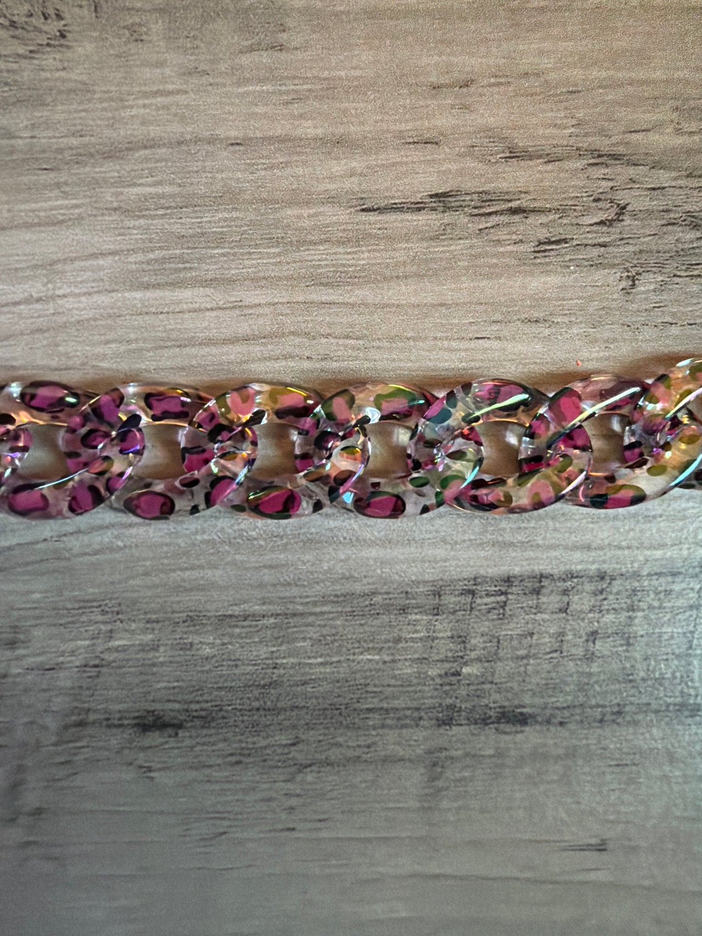 Iridescent Colored Leopard Chains / Checkered and Rhinestone