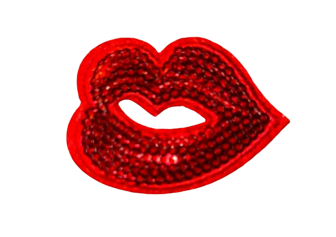 Sequin Lips Patch Iron On Hat Bar Filler Patch Kiss Kissing Love Lipstick Smooch