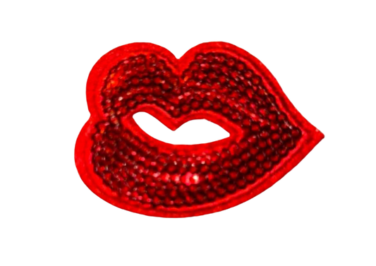 Sequin Lips Patch Iron On Hat Bar Filler Patch Kiss Kissing Love Lipstick Smooch