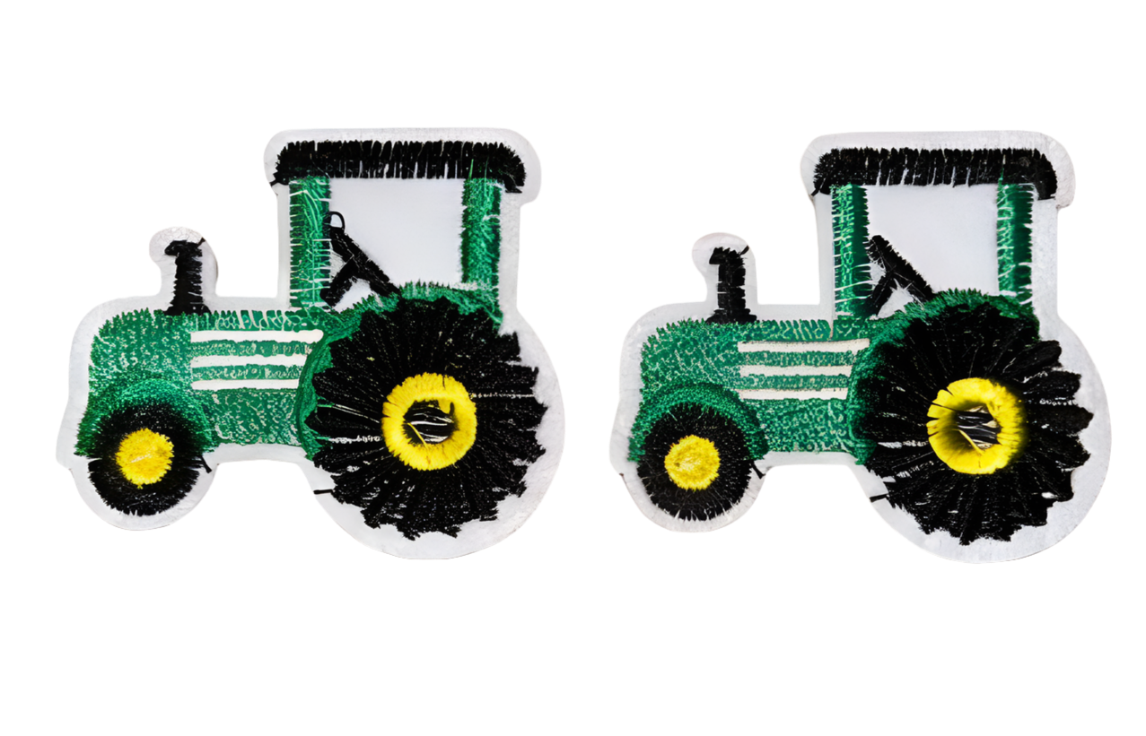 Green Tractor Patch  Lot of 2! Iron On Ready Fields plow Harvest Tractor