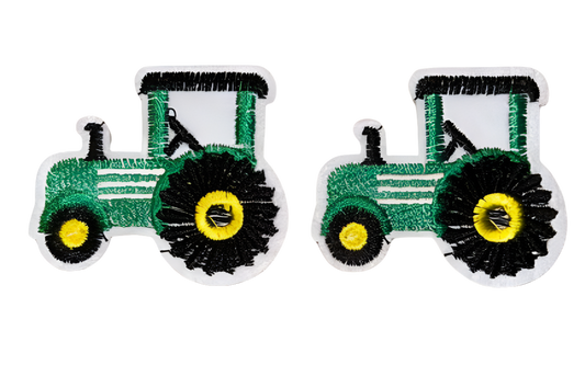 Green Tractor Patch  Lot of 2! Iron On Ready Fields plow Harvest Tractor