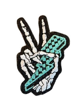 Skull Hands Lighting Bolt Patch
