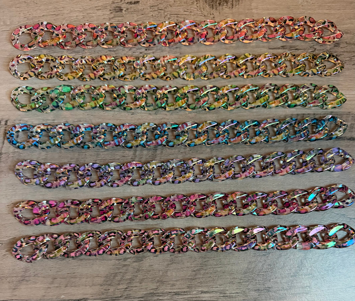 Iridescent Colored Leopard Chains / Checkered and Rhinestone