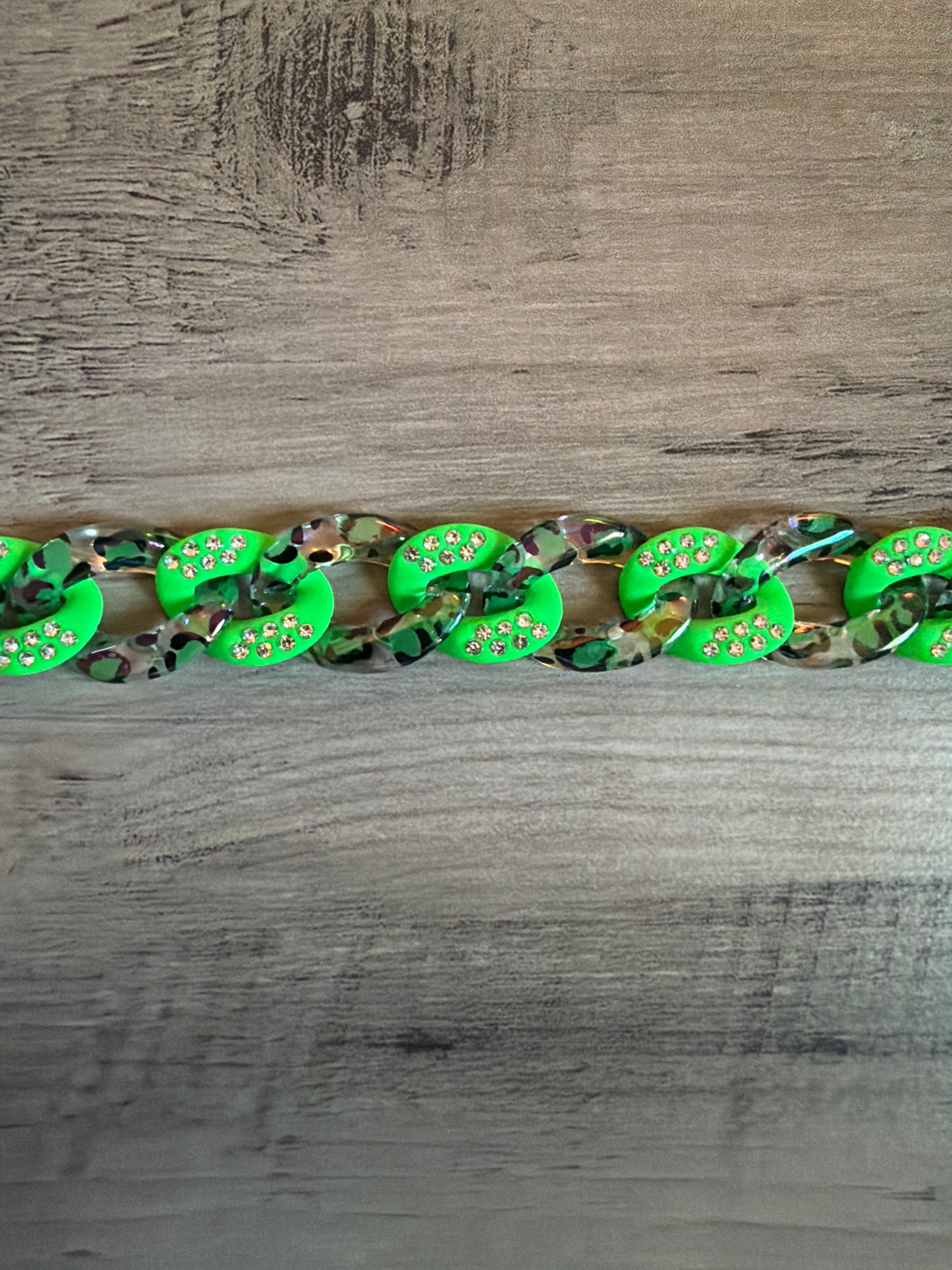 Iridescent Colored Leopard Chains / Checkered and Rhinestone