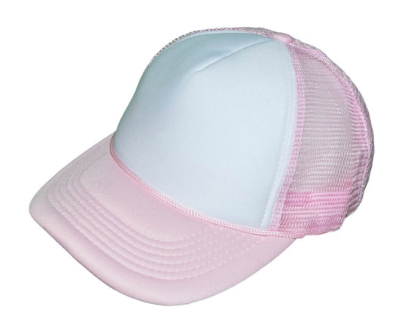 White/Pink Mid Profile Foam Trucker Hat