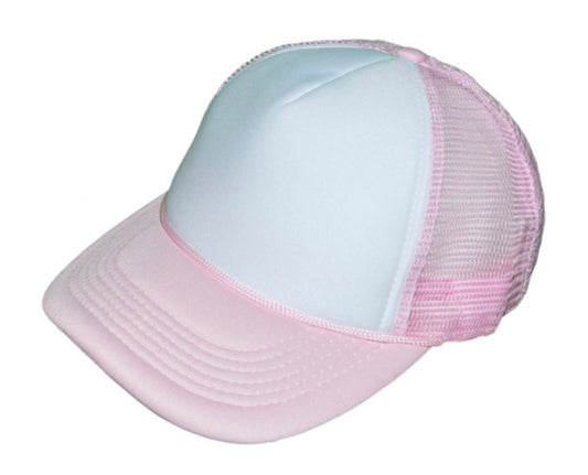 White/Pink Mid Profile Foam Trucker Hat