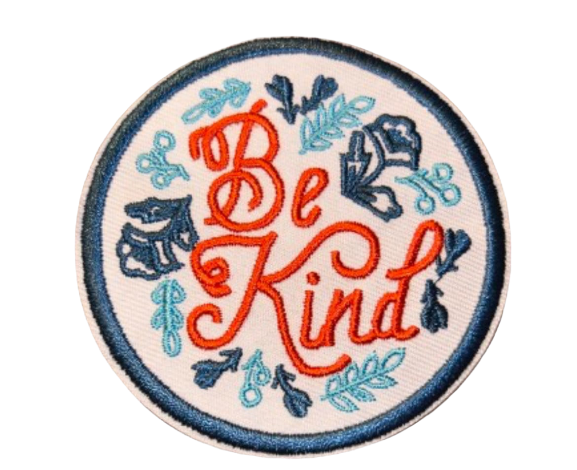 Be Kind Iron On Patch Embroidered Patch Hat Bar Filler Patch Blue Flowers Nice Kindness