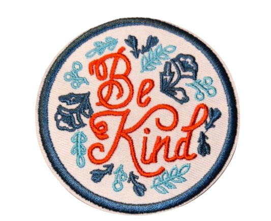 Be Kind Iron On Patch Embroidered Patch Hat Bar Filler Patch Blue Flowers Nice Kindness