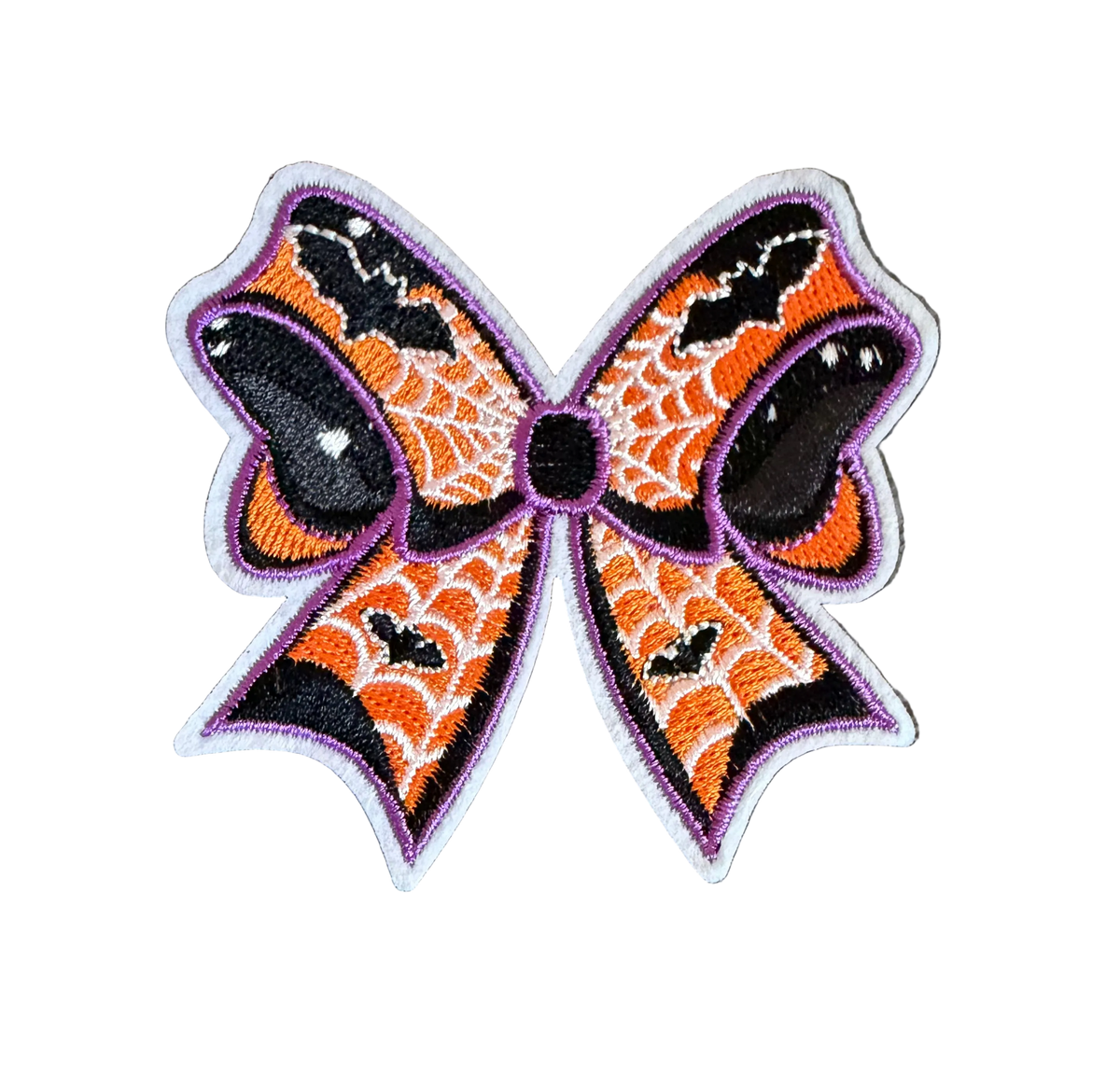 Orange Spider Web And Bat Bow Patch