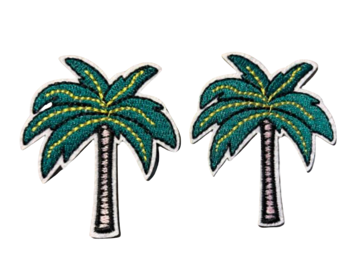 Palm Tree Patch Set of 2  Iron On Ready Patch  Embroidered Filler Patch Hat Bar Tropical Tree Sun Summer