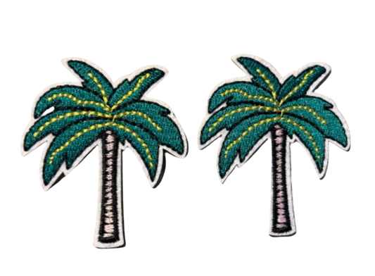 Palm Tree Patch Set of 2  Iron On Ready Patch  Embroidered Filler Patch Hat Bar Tropical Tree Sun Summer