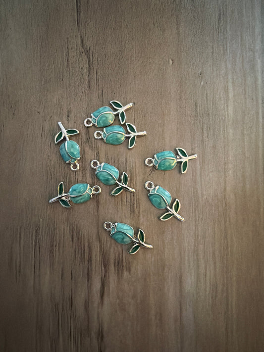 Aqua Tulip Charm Lot