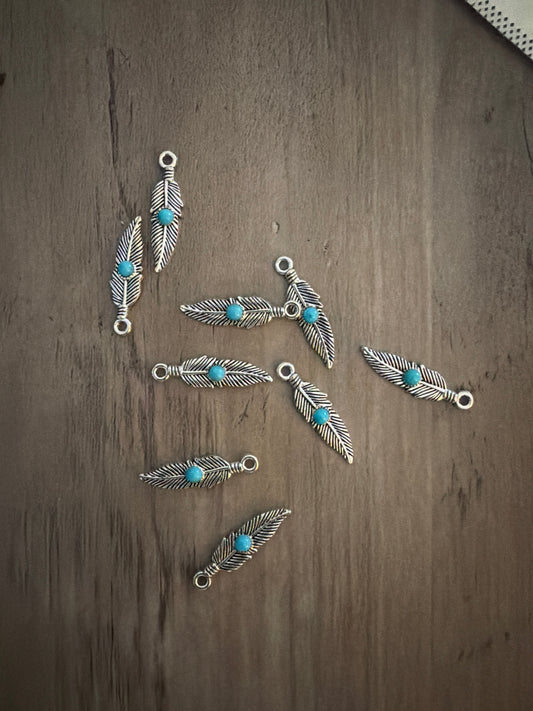 Turquoise Feather Charm Lot