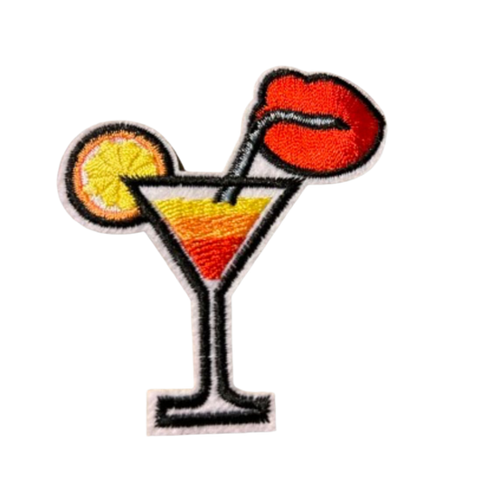 Cosmopolitan Patch Iron On Ready Drink Summertime Embroidered Patch Lips Bar