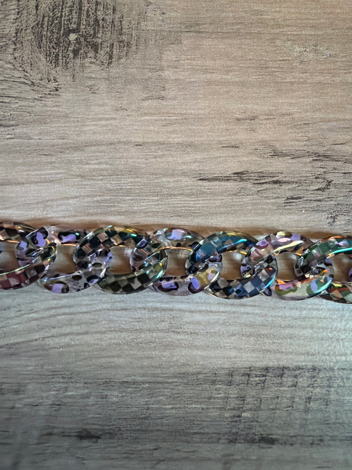 Iridescent Colored Leopard Chains / Checkered and Rhinestone
