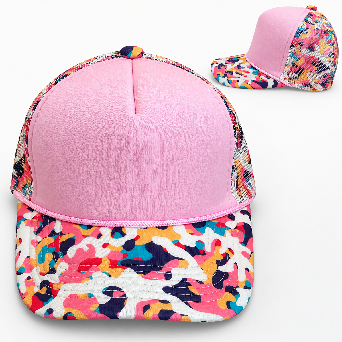 Pink Foam Multi Camo Mesh Trucker Hat