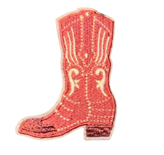 Cowboy Boot Patch Iron On Hat Bar Filler Patch Western Rodeo Pink Cowboy Boots