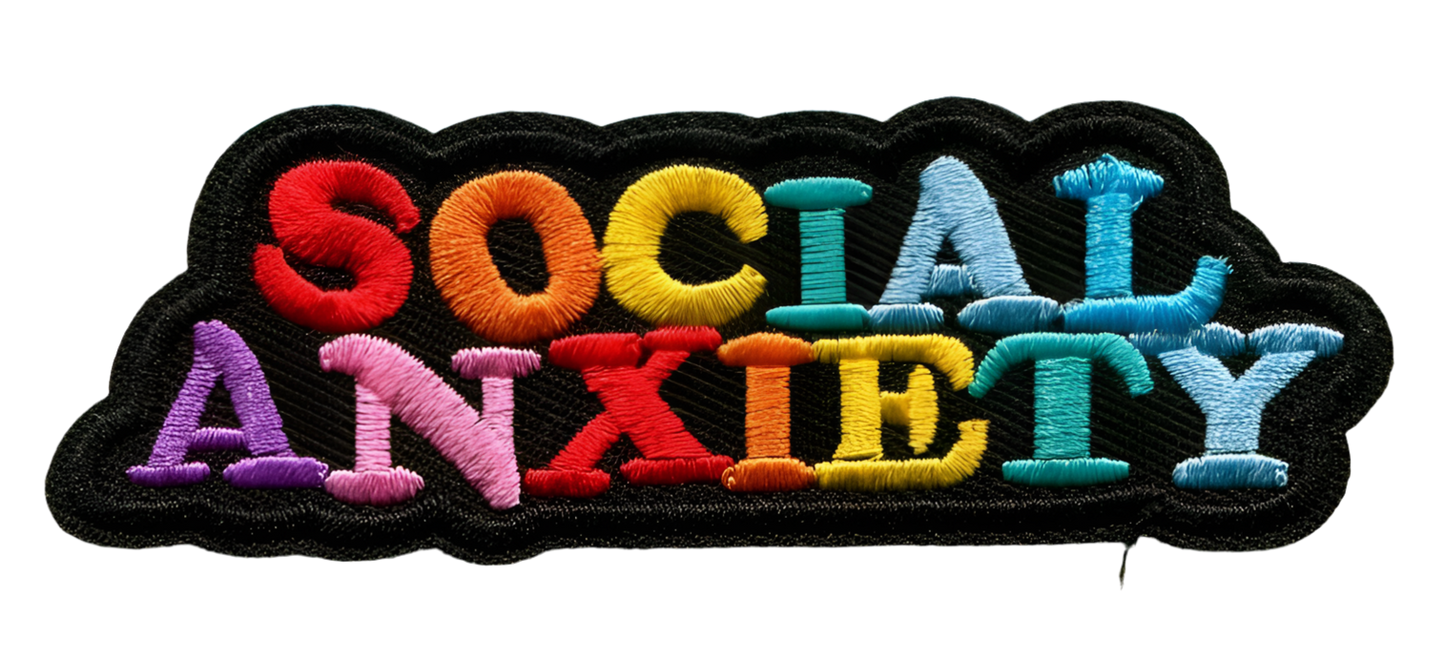 Social Anxiety Iron On Ready Patch  Embroidered Filler Patch Hat Bar Patch