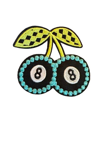 Neon Checkered Turquoise 8 ball Cherries Patch
