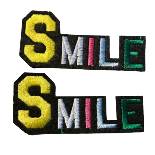 Smile Patch Lot of 2 Iron On Ready Patch  Embroidered Filler Patch Hat Bar Paych Happy Face