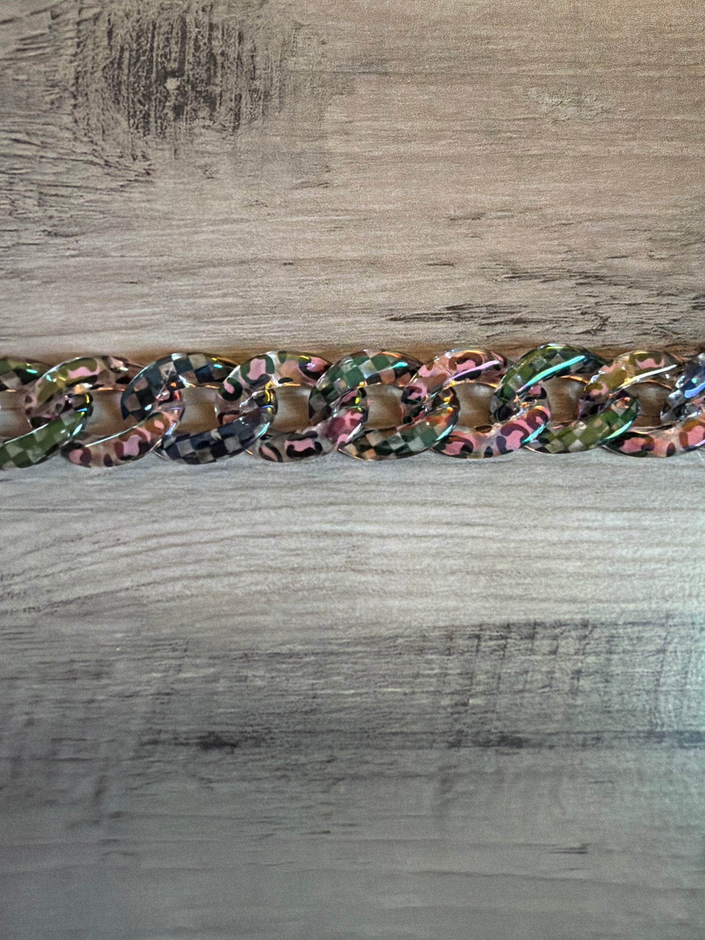 Iridescent Colored Leopard Chains / Checkered and Rhinestone