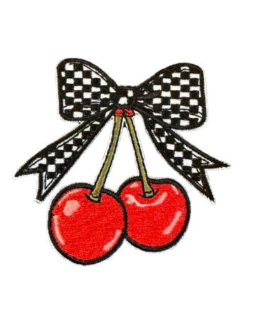 Checkered Cherries Bow Patch