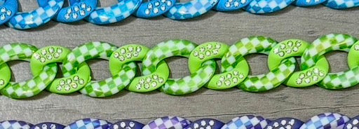 Bright Checkered and Rhinestone and Beaded Chains
