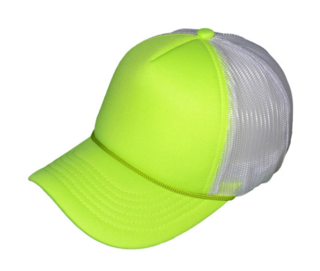 Neon Yellow/White Mid Profile Foam Trucker Hat