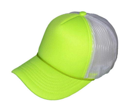 Neon Yellow/White Mid Profile Foam Trucker Hat