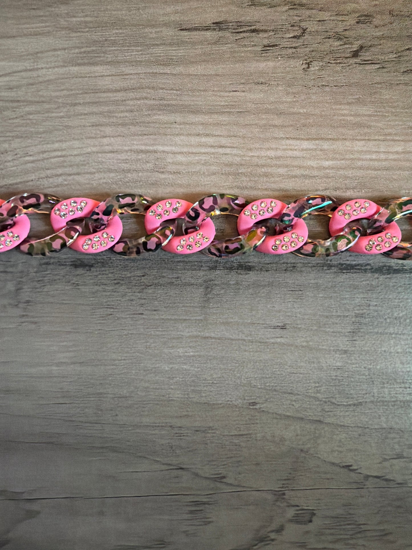 Iridescent Colored Leopard Chains / Checkered and Rhinestone
