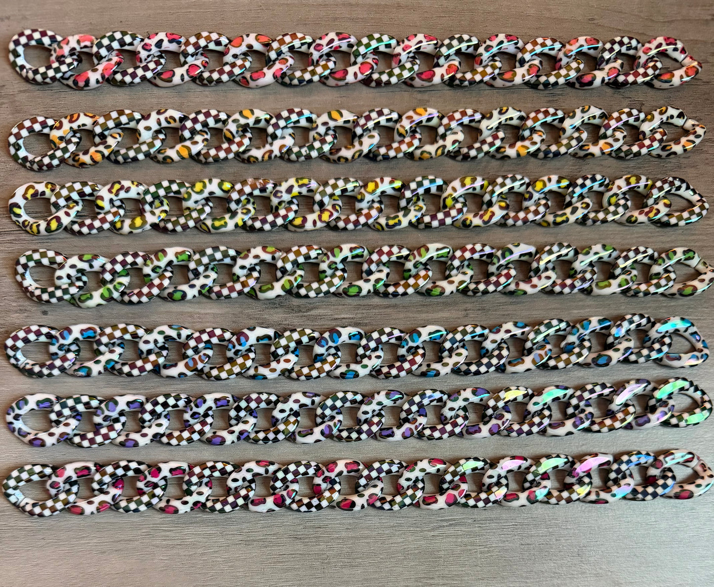Colored Leopard Chains / Checkered and Rhinestone